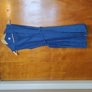 Old Navy blue linen dress with cutout hem